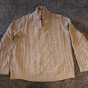 Tasso Elba Men's Tan Cable Knit Zip-Up Sweater